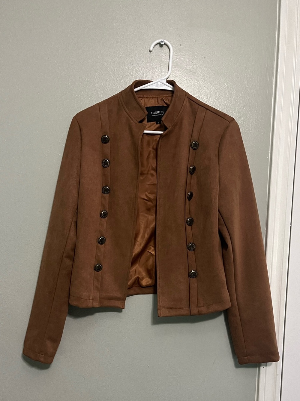 Women's Brown Military-Style Button Front Blazer
